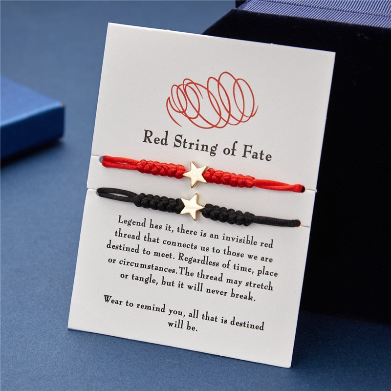 2pcs Love Heart Handmade Bracelet For Women Men Adjustable Wish Good Lucky Red Strings Couple Friendship Bracelets Jewelry Gifts
