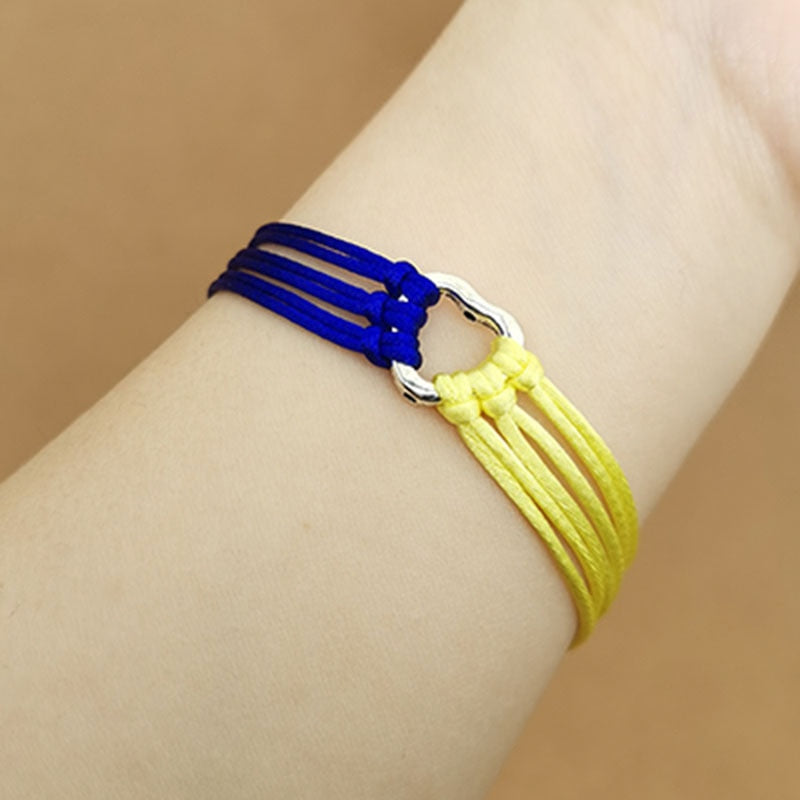 Charm Yellow Blue Ukraine Bracelets For Women Men Handmade Ukrainian Flag Color Woven String Bracelet New Design Couple Jewelry