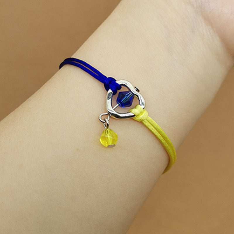 Charm Yellow Blue Ukraine Bracelets For Women Men Handmade Ukrainian Flag Color Woven String Bracelet New Design Couple Jewelry