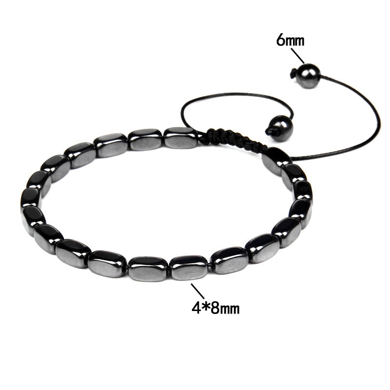 No-magnetic Black Hematite Bracelet For Women Healing Beads Bracelet Weight Loss Hematite Braided Bracelets Men Health Jewelry