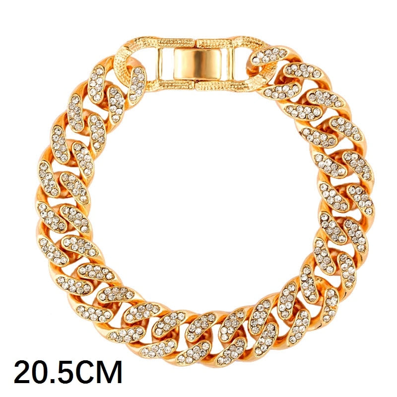 Luxury Full Rhinestone Big Tennis Chain Bracelets For Women Men Fashion Bling Iced Out Square Crystal Bracelet On Hand Jewelry