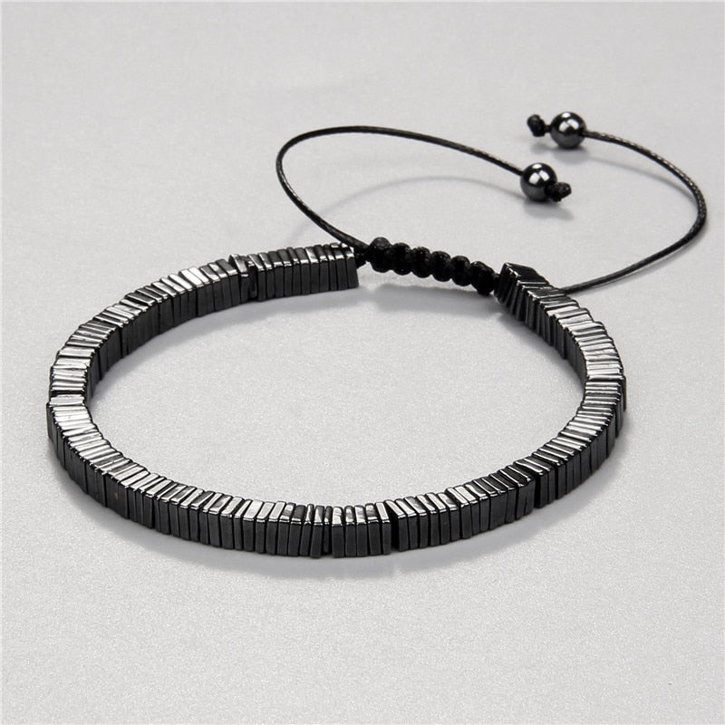 No-magnetic Black Hematite Bracelet For Women Healing Beads Bracelet Weight Loss Hematite Braided Bracelets Men Health Jewelry