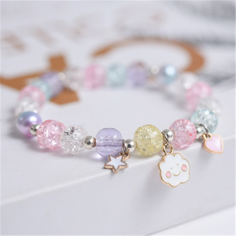 Makersland Cute Popcorn beads Bracelet Friendship Glass Bracelets For Girls Star Moon Cloud Flower Jewelry Accessories Wholesale