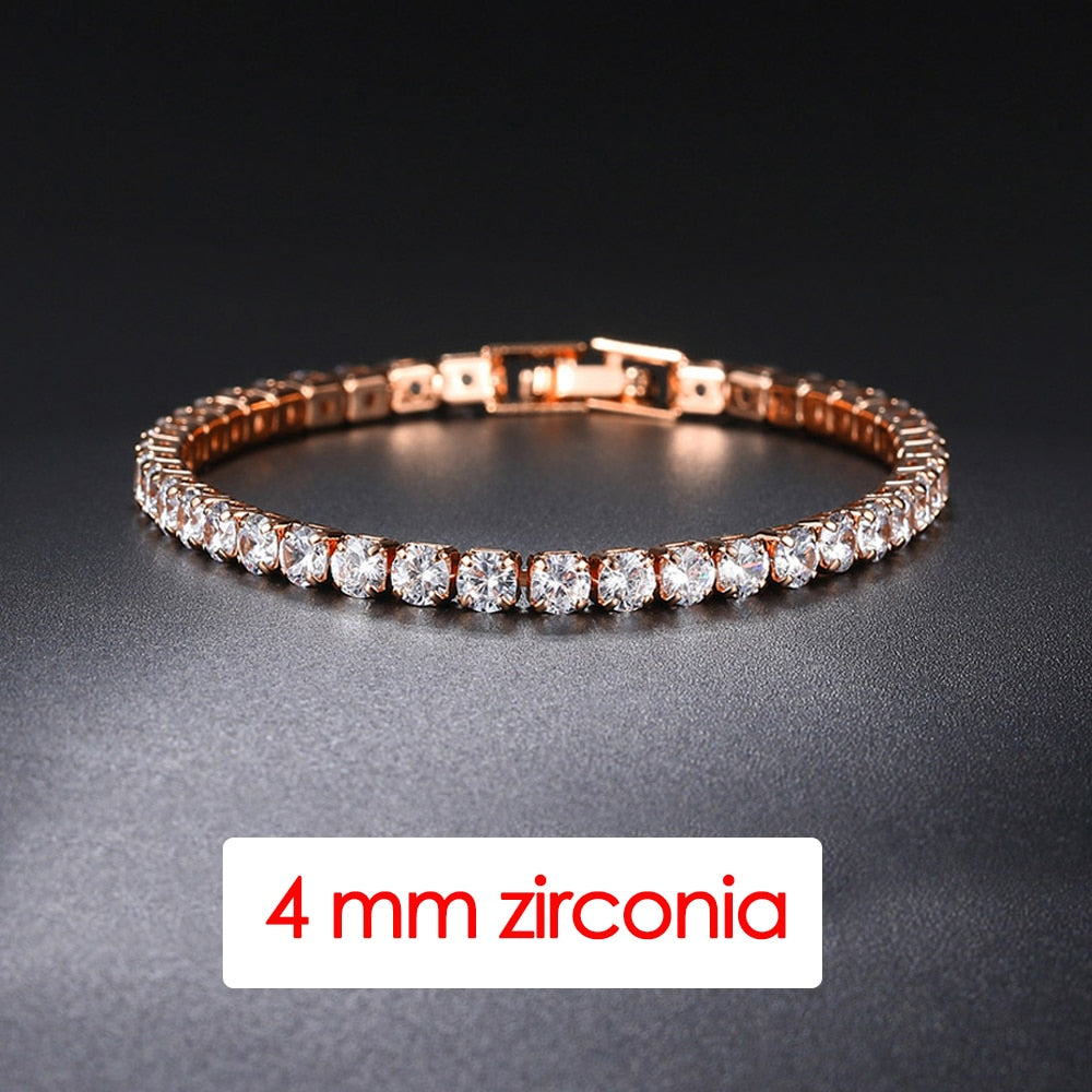 Hip Hop Iced Out 3/4/5mm Crystal Tennis Bracelet for Men Homme Trendy Punk Zirconia Men&#39;s Chain on The Hand Streetwear Jewelry