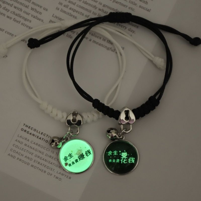 2022 Luminous Cat Star Moon Bracelet Couple Charm Handmade Adjustable Rope Matching Friend Bracelet Infinite Love Jewelry Gifts