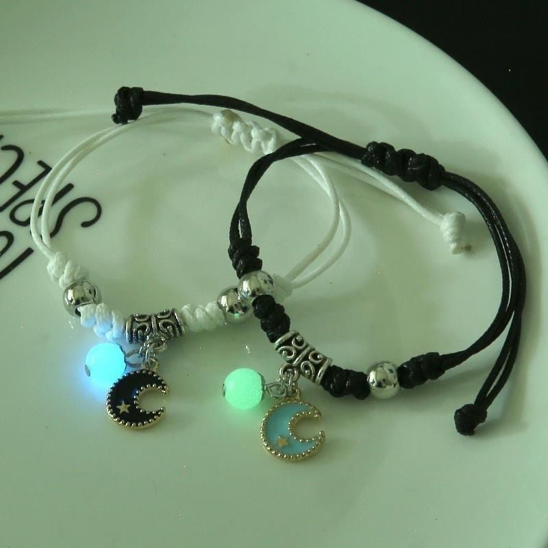 2022 Luminous Cat Star Moon Bracelet Couple Charm Handmade Adjustable Rope Matching Friend Bracelet Infinite Love Jewelry Gifts