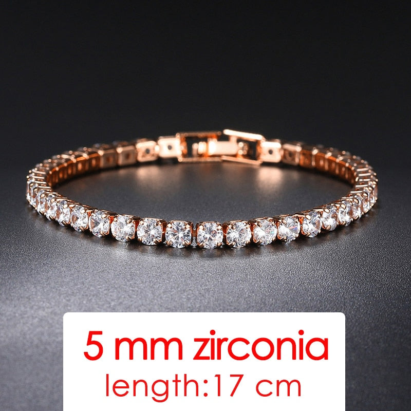 Tennis Chain Bracelets For Women Fashion Small Cubic Zircon Crystal Rose Gold Color Wedding Party Friends Gift Jewelry KC128M