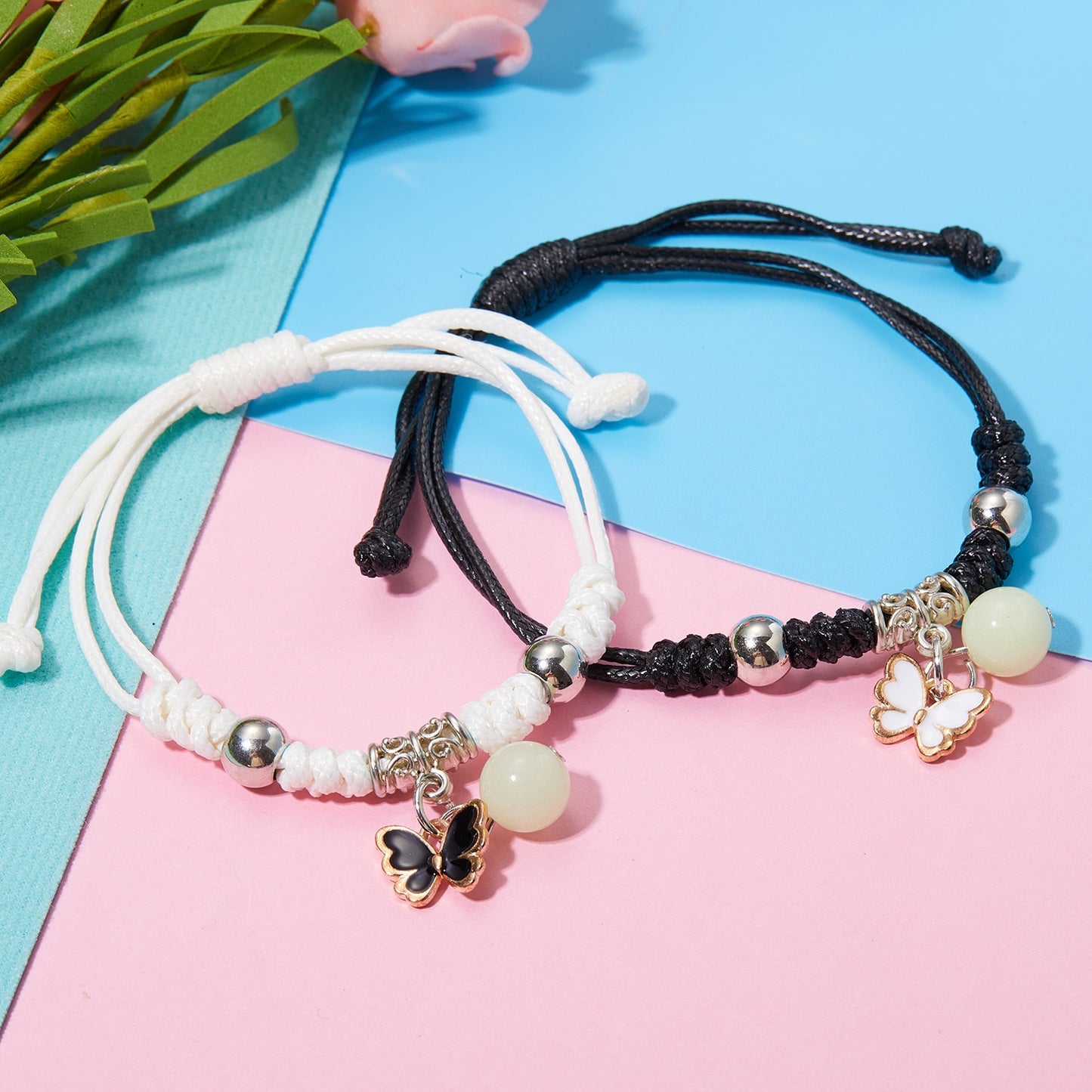 2022 Luminous Cat Star Moon Bracelet Couple Charm Handmade Adjustable Rope Matching Friend Bracelet Infinite Love Jewelry Gifts