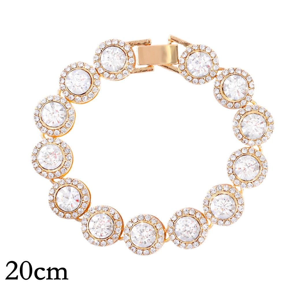 14/20MM Hip Hop Metal Cuban Bracelet Iced Out Chain Bling Full Rhinestone Pave Luxury Crystal Bracelet For Men