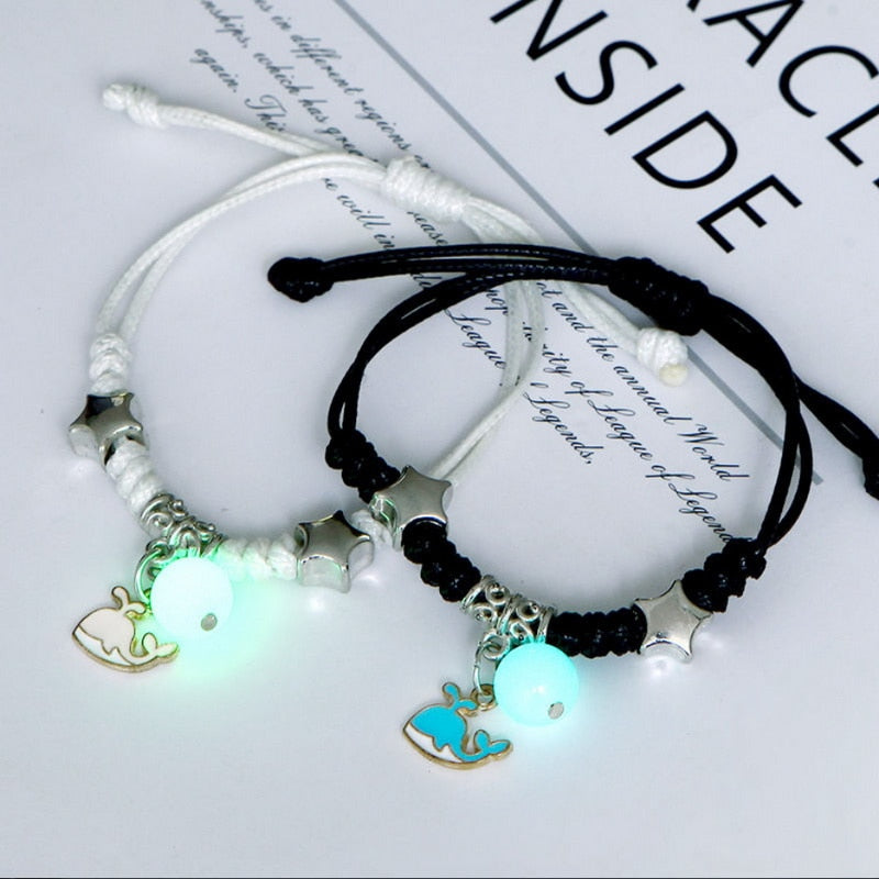 2022 Luminous Cat Star Moon Bracelet Couple Charm Handmade Adjustable Rope Matching Friend Bracelet Infinite Love Jewelry Gifts