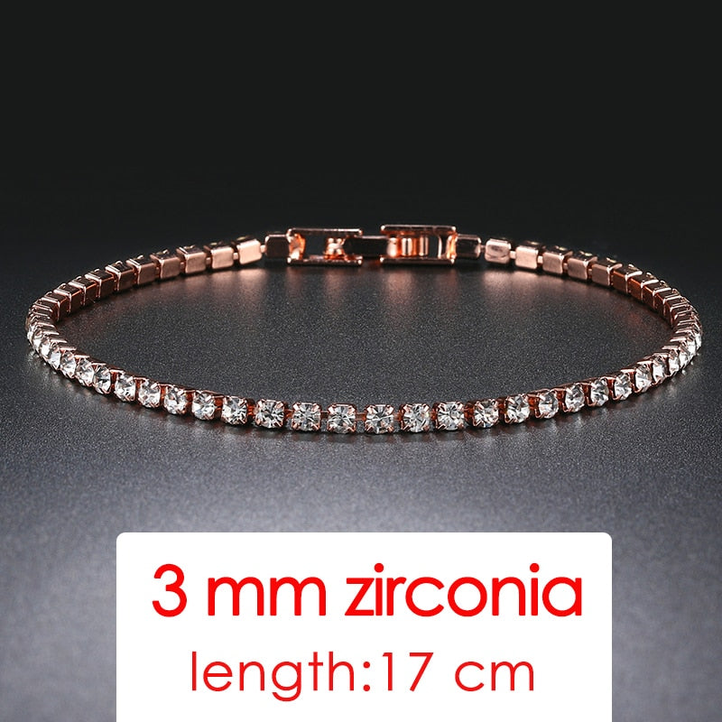 Tennis Chain Bracelets For Women Fashion Small Cubic Zircon Crystal Rose Gold Color Wedding Party Friends Gift Jewelry KC128M