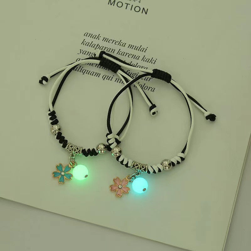 2022 Luminous Cat Star Moon Bracelet Couple Charm Handmade Adjustable Rope Matching Friend Bracelet Infinite Love Jewelry Gifts
